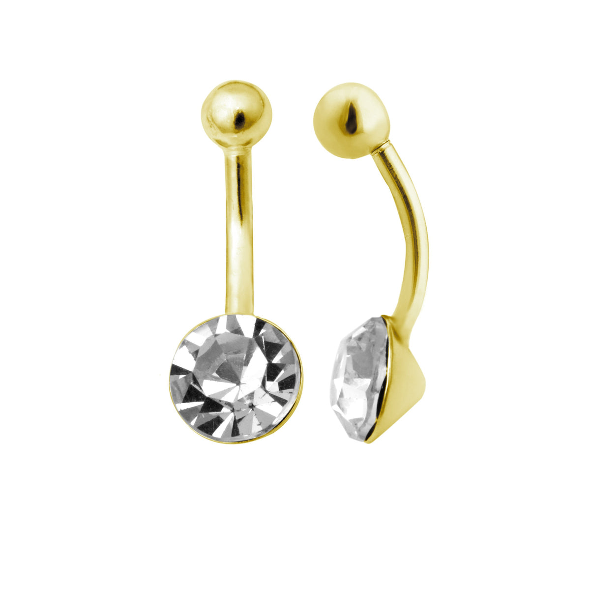 Bauchnabelpiercing aus vergoldetem Sterlingsilber mit 8 mm rundem Zirkonia