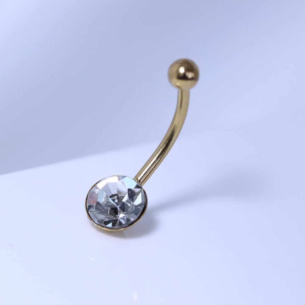 Bauchnabelpiercing aus vergoldetem Sterlingsilber mit 8 mm rundem Zirkonia