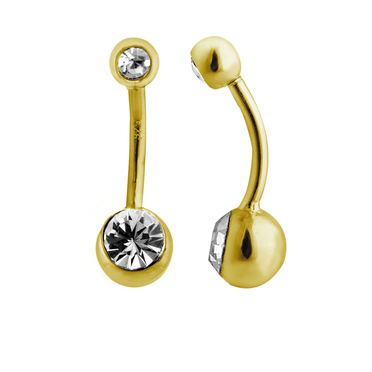 Bauchnabelpiercing aus vergoldetem Sterlingsilber mit doppelter Zirkonia-Kugel