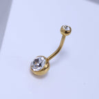 Bauchnabelpiercing aus vergoldetem Sterlingsilber mit doppelter Zirkonia-Kugel