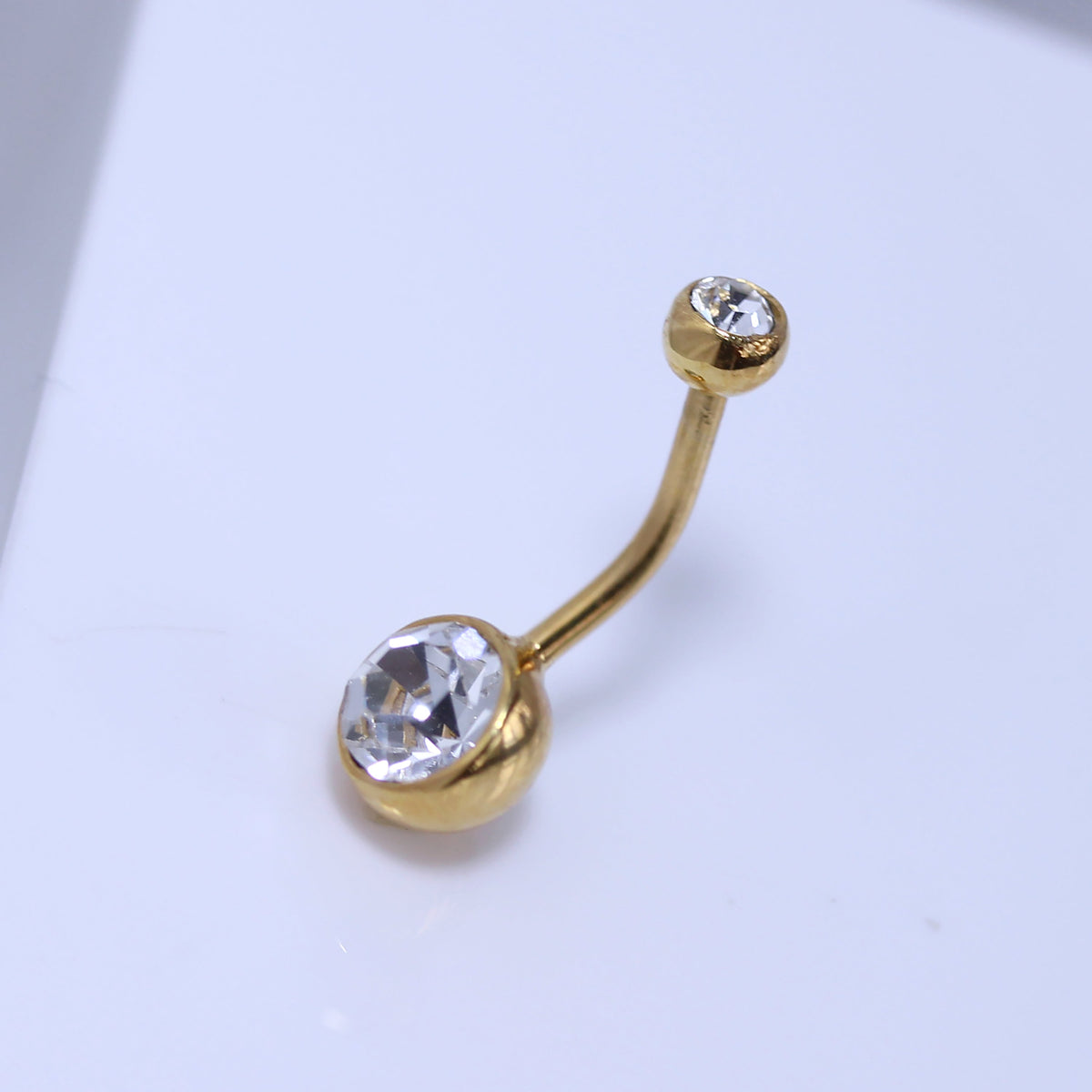 Bauchnabelpiercing aus vergoldetem Sterlingsilber mit doppelter Zirkonia-Kugel
