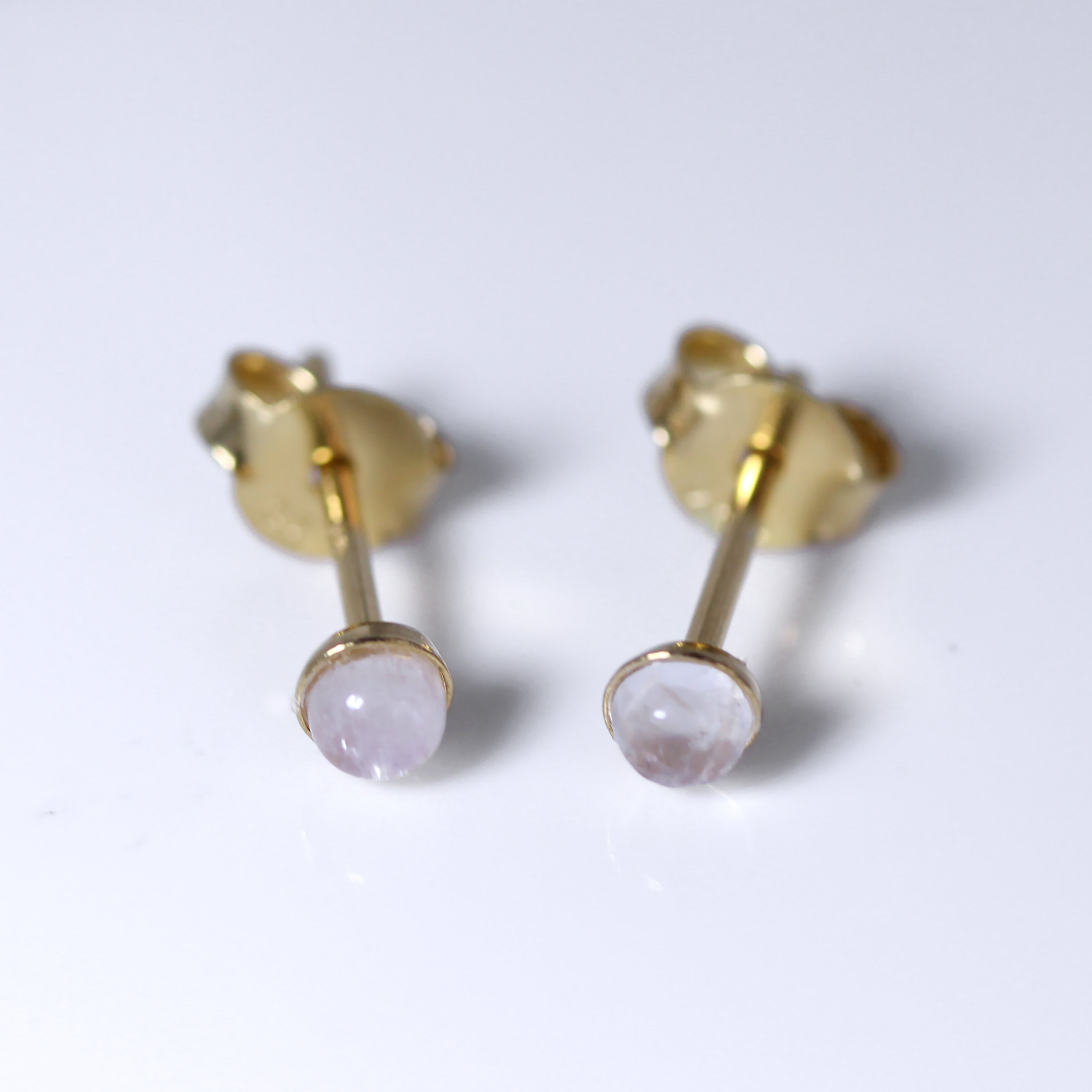 Vergoldet Sterlingsilber Mondstein 3 mm Kugel Ohrstecker