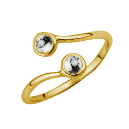 Vergoldet Sterlingsilber & Howlith Imitat Verstellbar Ring