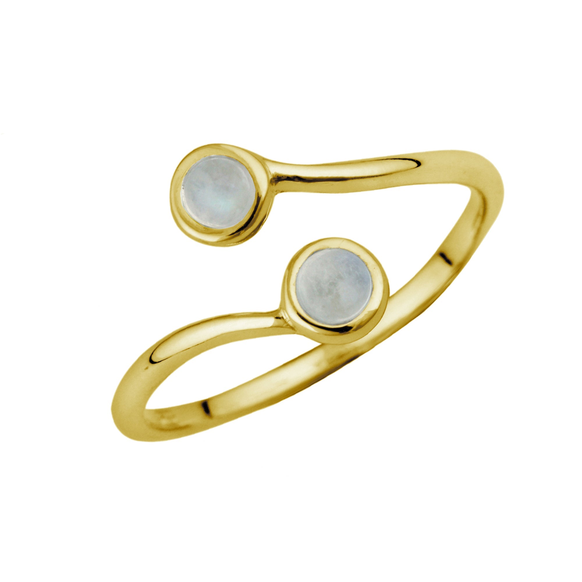Vergoldet Sterlingsilber & Mondstein Verstellbar Ring