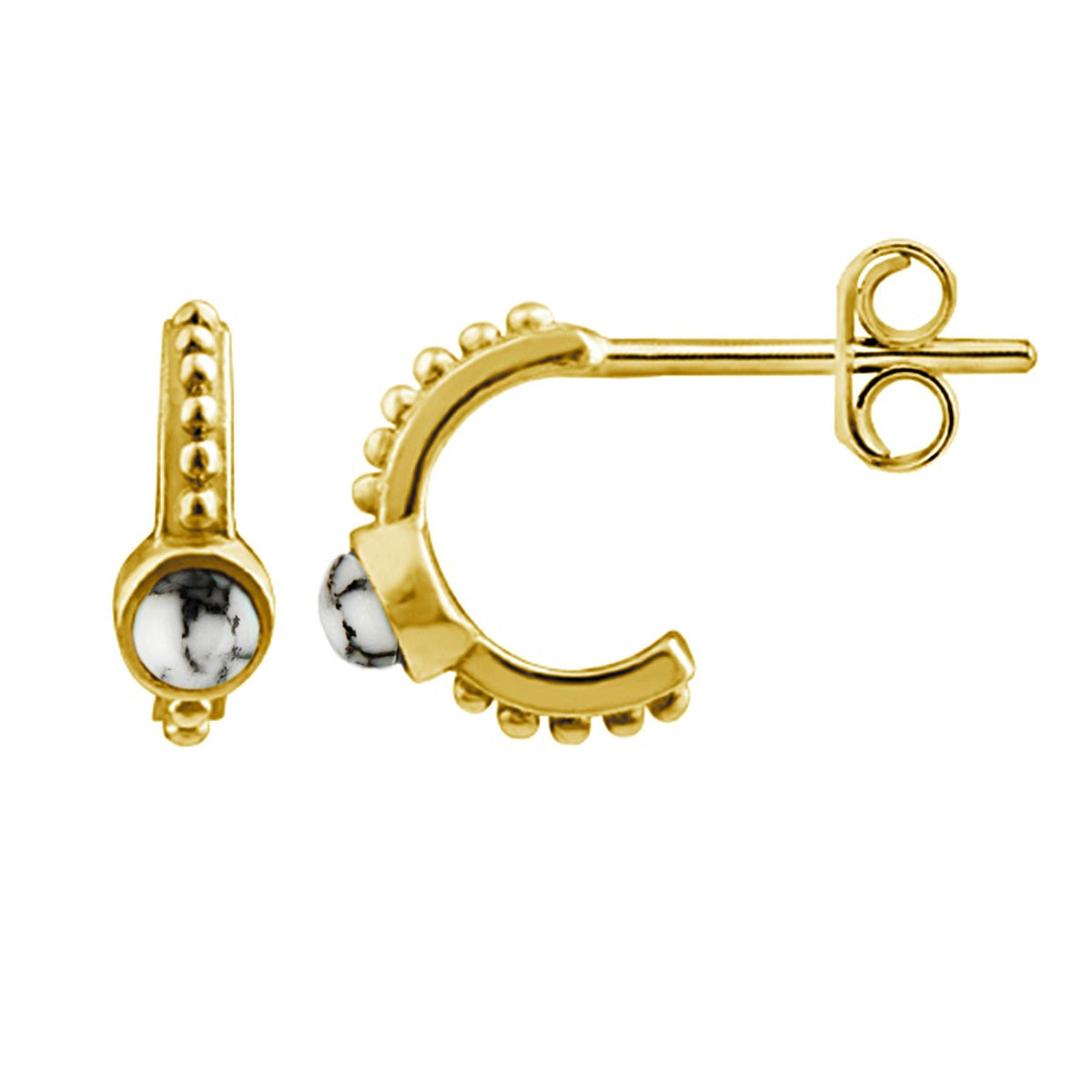 Vergoldete Sterlingsilber Faux Howlite Creolen