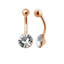 Rosévergoldet Sterlingsilber & 8 mm Rund CZ Bauchnabelstange