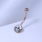 Rosévergoldet Sterlingsilber & 8 mm Rund CZ Bauchnabelstange