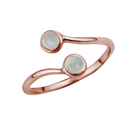 Verstellbarer Ring aus rosévergoldetem Sterlingsilber mit Mondstein