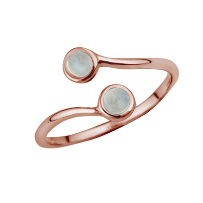 Rosévergoldet Sterlingsilber & Mondstein Verstellbar Ring