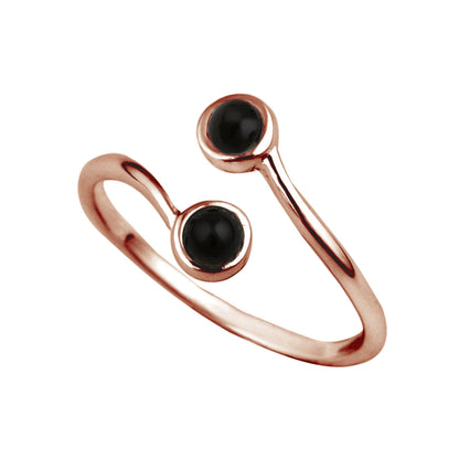 Rosévergoldet Sterlingsilber & Onyx Imitat Verstellbar Ring