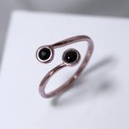 Rosévergoldet Sterlingsilber & Onyx Imitat Verstellbar Ring