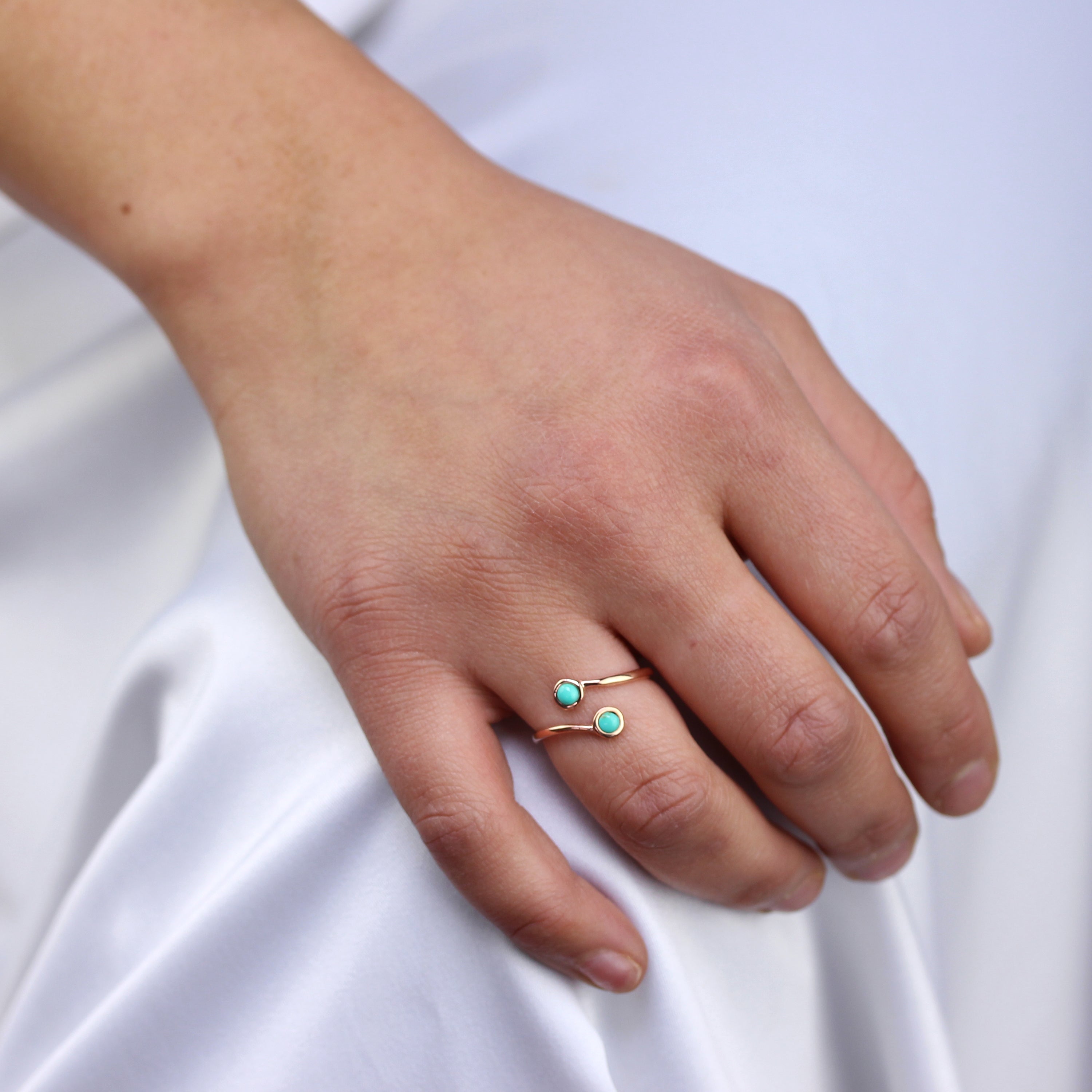 Rosévergoldet Sterlingsilber & Türkis Imitat Midi Ring