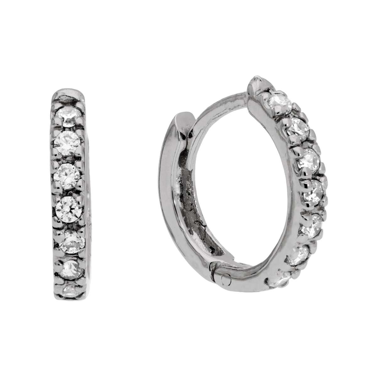 Sterlingsilber CZ 12 mm Klappcreolen Ohrringe