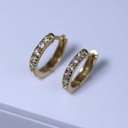 Vergoldet Sterlingsilber CZ 12 mm Klappcreolen Ohrringe