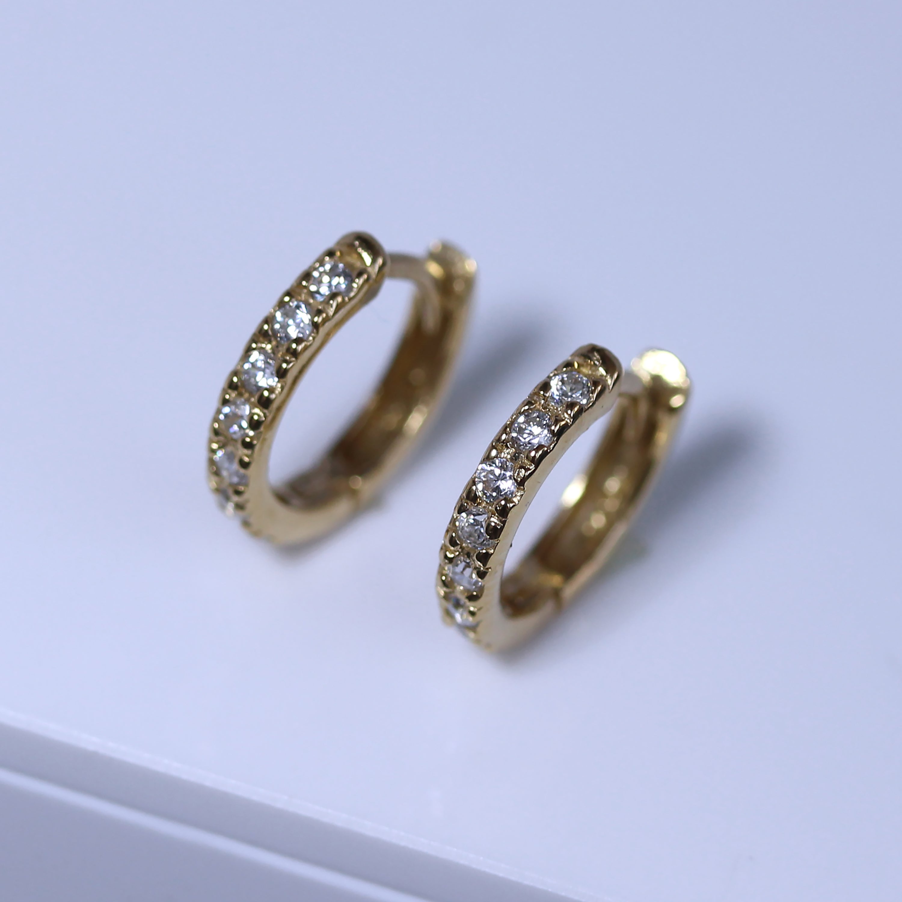 Vergoldet Sterlingsilber CZ 12 mm Klappcreolen Ohrringe