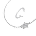 Sterlingsilber Mond & Stern Armband & Verstellbar Ring Satz
