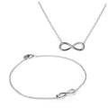 Set aus Halskette und Armband aus Sterlingsilber mit Unendlichkeitszeichen