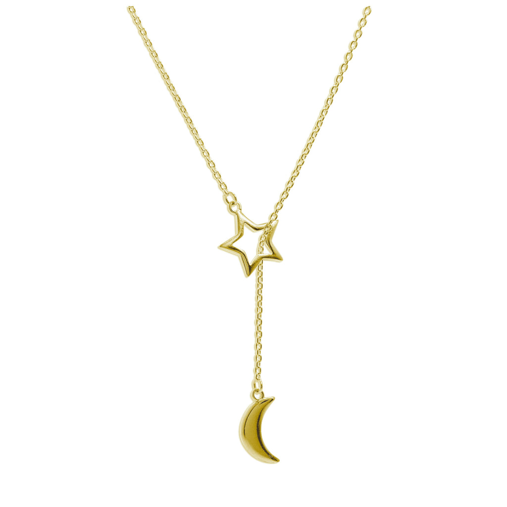 Vergoldet Sterlingsilber Mond Stern Hänge Halskette