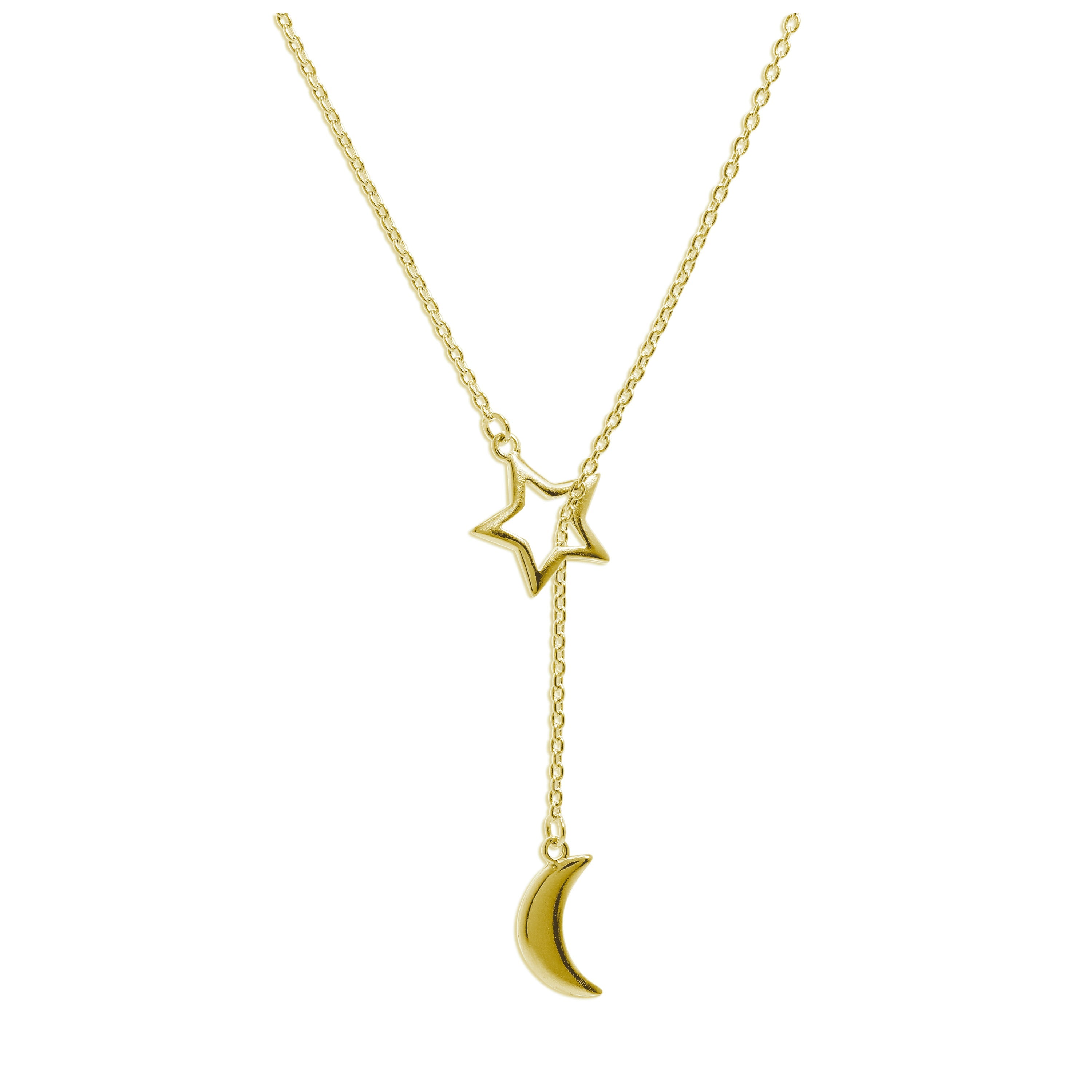Vergoldet Sterlingsilber Mond Stern Hänge Halskette