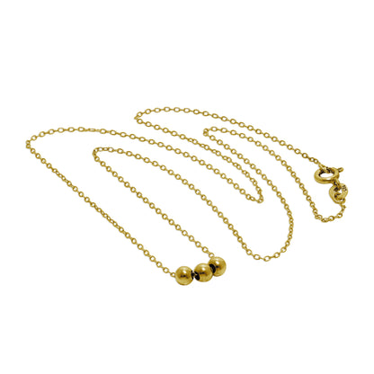 Gold Plated Sterling Silver Triple Ball Necklace 18 Inches