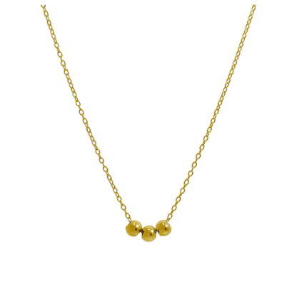 Vergoldet Sterlingsilber Dreifach Kugel Halskette 45,5cm