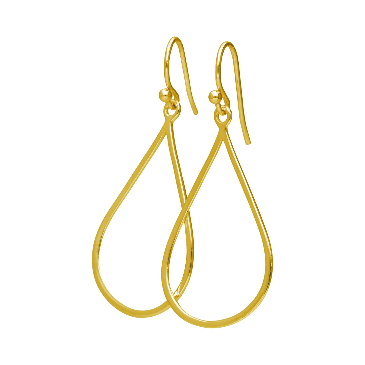 Gold Plated Sterling Silver Teardrop Outline Drop Earrings