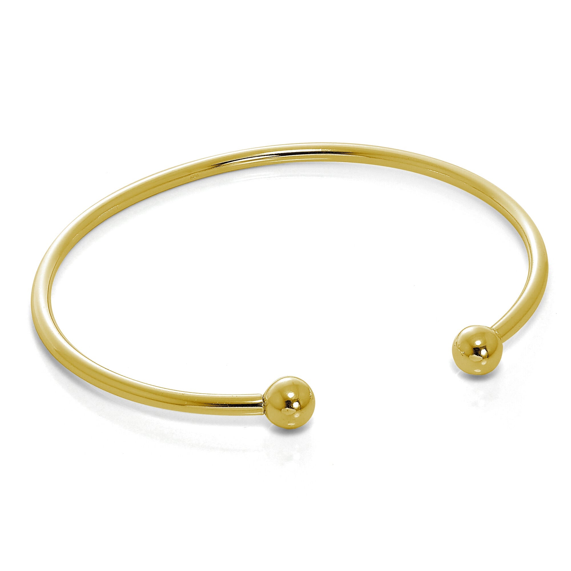 Vergoldet Sterlingsilber Massiv Offen Herren Torque Armreif
