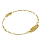 Vergoldet Sterlingsilber Figaro Gravierbar Namensschild Armband 18 cm