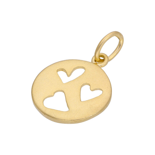 Vergoldet Klein Sterlingsilber Dreifach Herz Anhänger