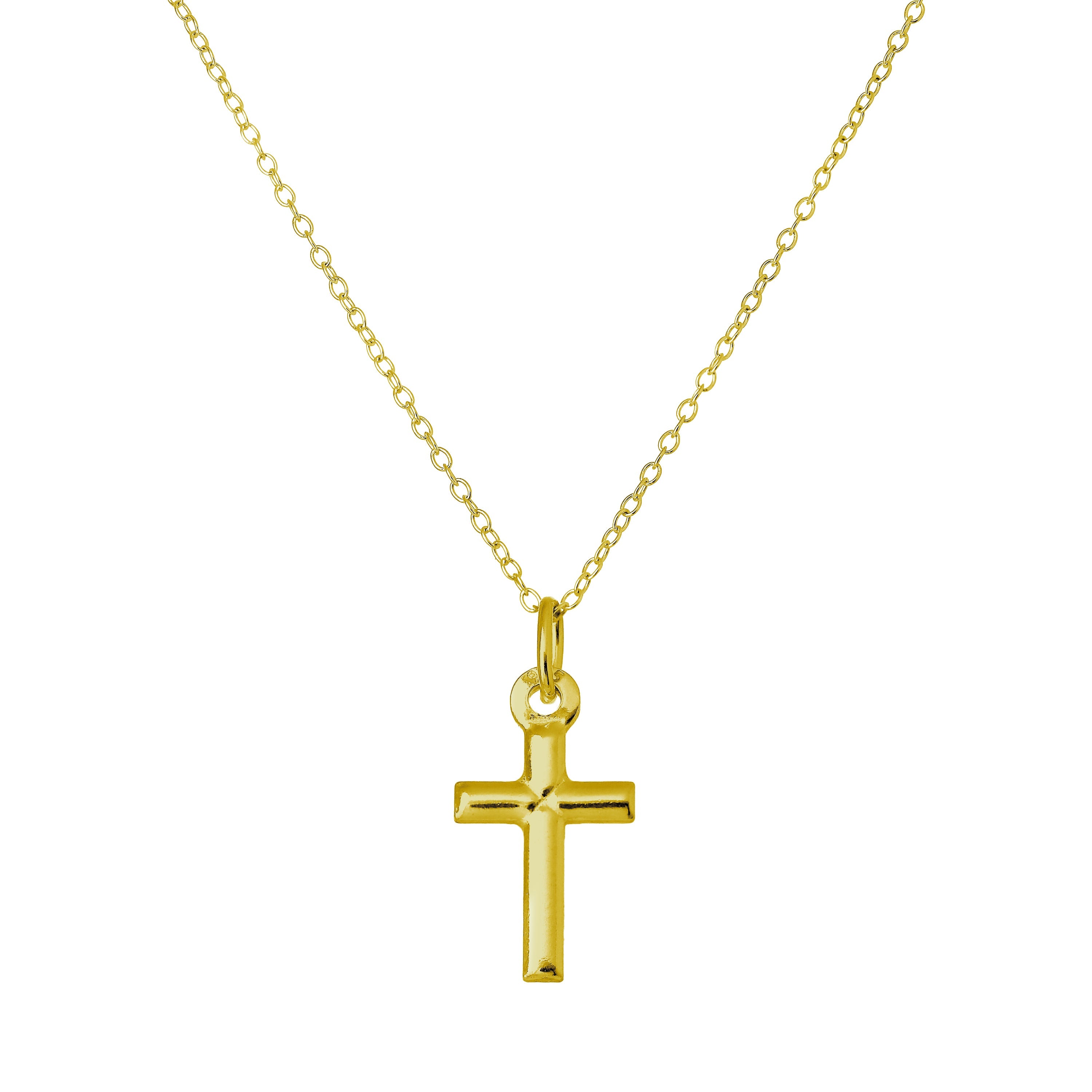 Vergoldet Sterlingsilber Kreuz 45,5 cm Halskette