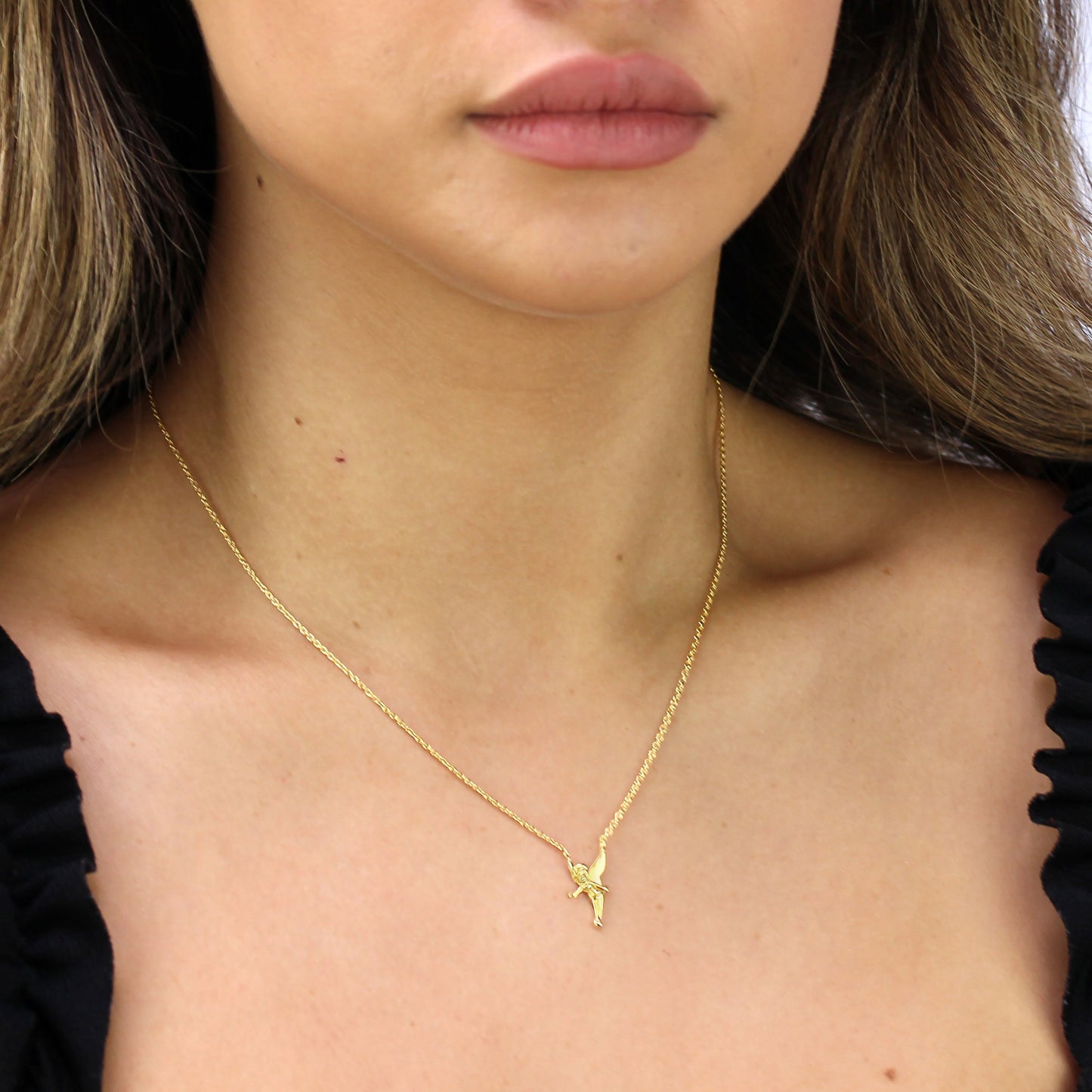 Vergoldet Sterlingsilber Fee Halskette 45,5cm