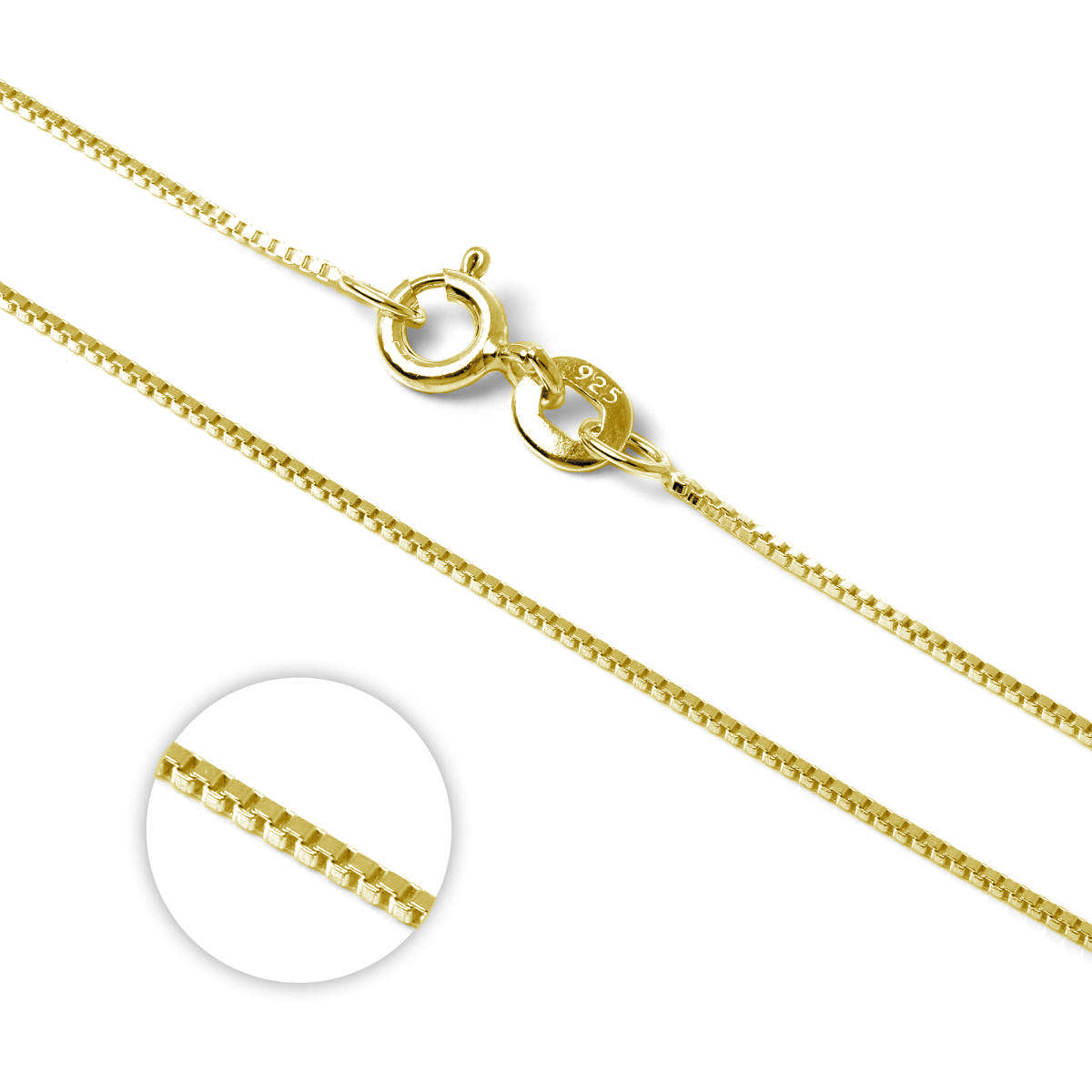 Vergoldet Sterlingsilber Kasten Kette 40,5 cm