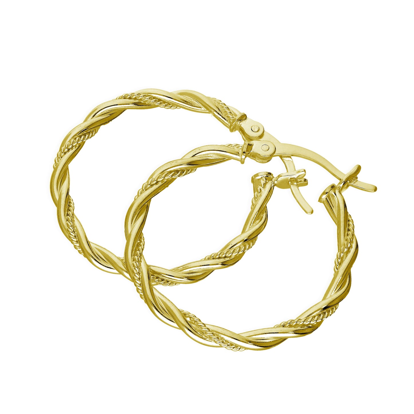 Vergoldet Sterlingsilber Gedreht 25mm Creolen Ohrringe