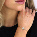 Verstellbares Armband aus vergoldetem Sterlingsilber mit Bösem Blick und Zirkonia