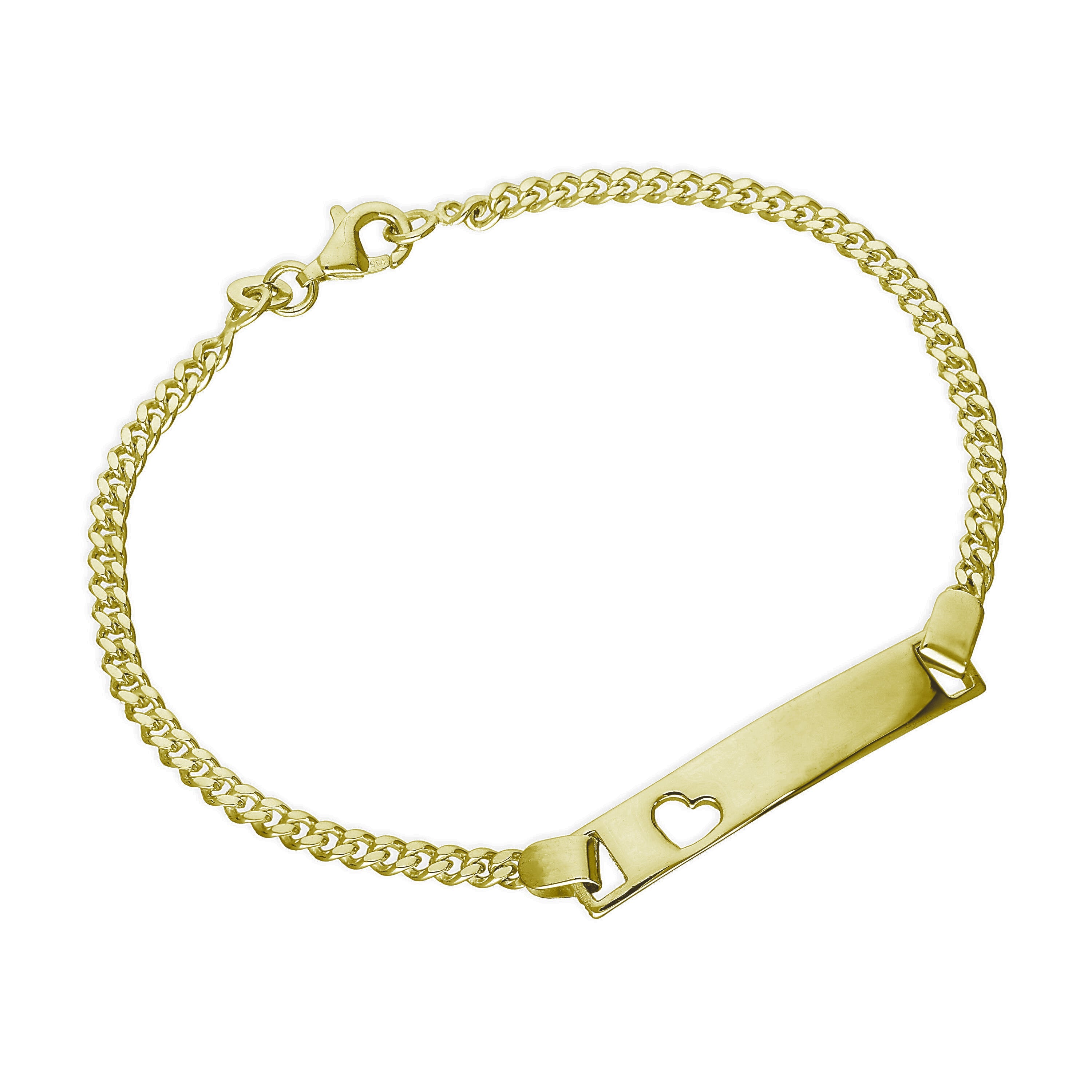 Vergoldet Sterlingsilber Gravierbar Namensschild Armband 14 cm
