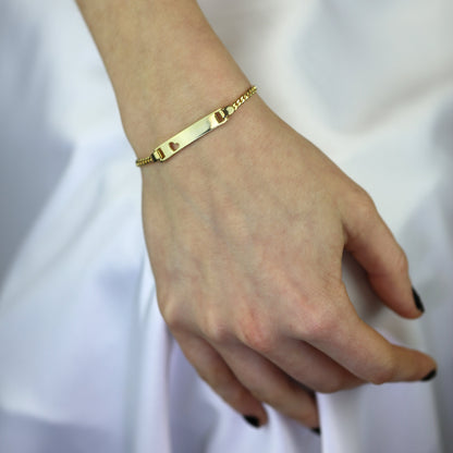 Vergoldet Sterlingsilber Gravierbar Namensschild Armband 15cm