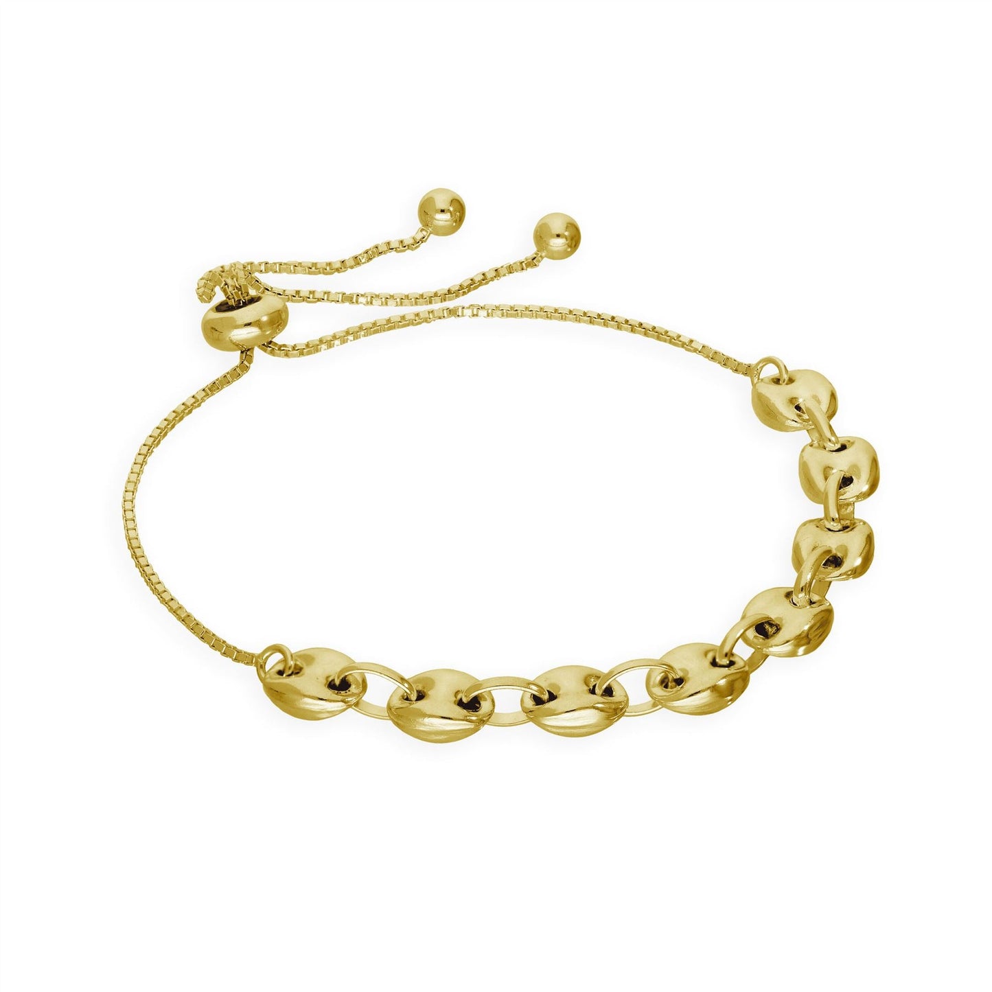 Gold Plated Sterling Silver Beaded Box Adjustable Bracelet