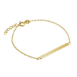 Vergoldet Sterlingsilber & CZ Damen Namensschild Armband 18 cm