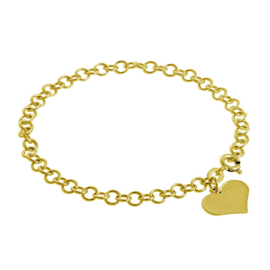Gold Plated Sterling Silver Engravable Heart Charm Bracelet - jewellerybox