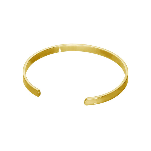 Gold Plated Sterling Silver Engravable Plain 70mm Bangle