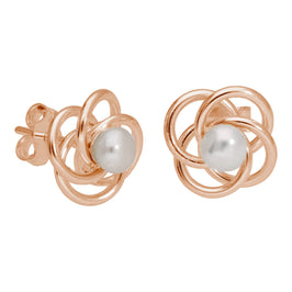 Rosévergoldet Sterlingsilber Knoten Perlen Ohrstecker