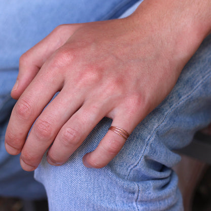 Rosévergoldet Sterlingsilber Dreifach Draht Verstellbar Ring