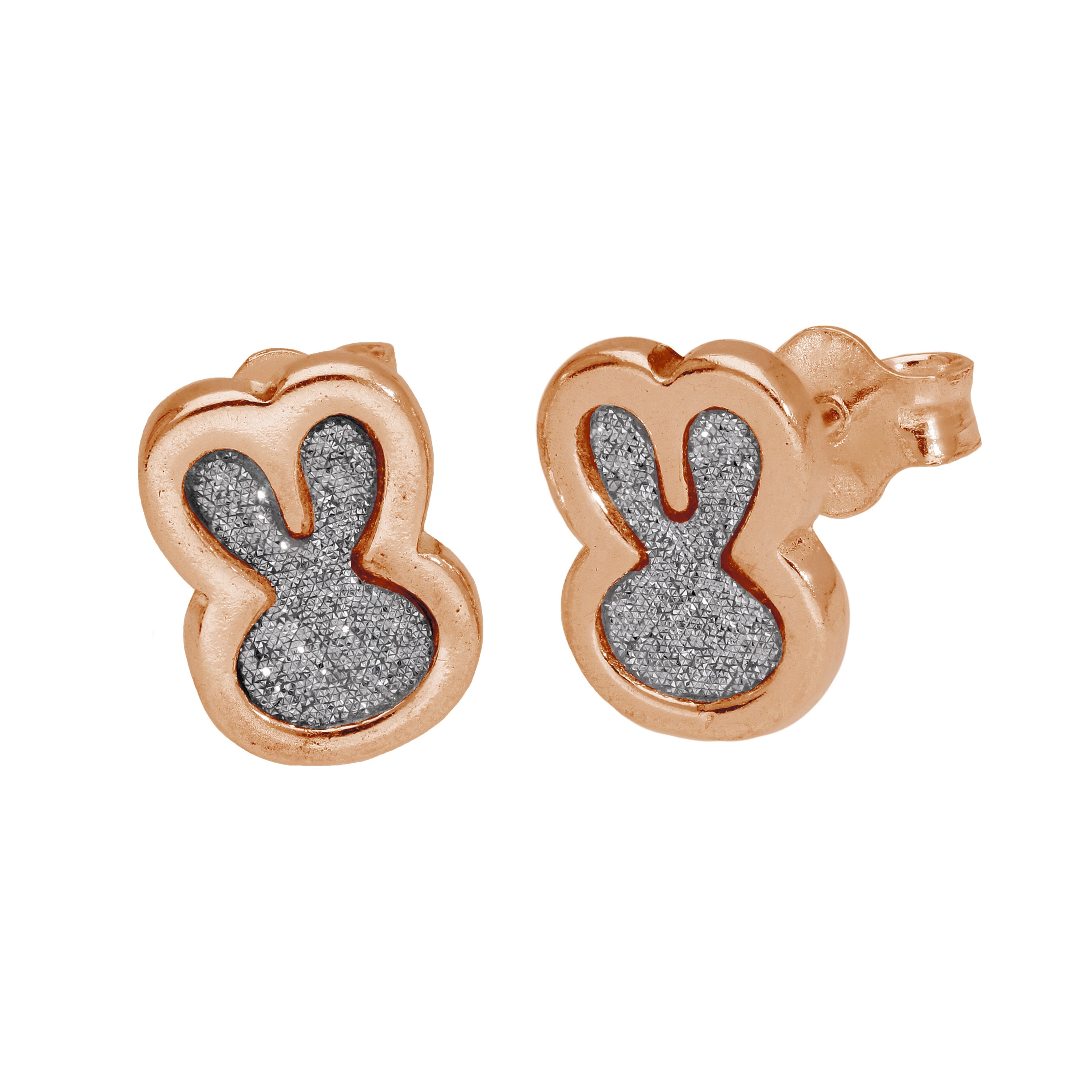 Rosévergoldet Sterlingsilber Frosted Bunny Ohrstecker