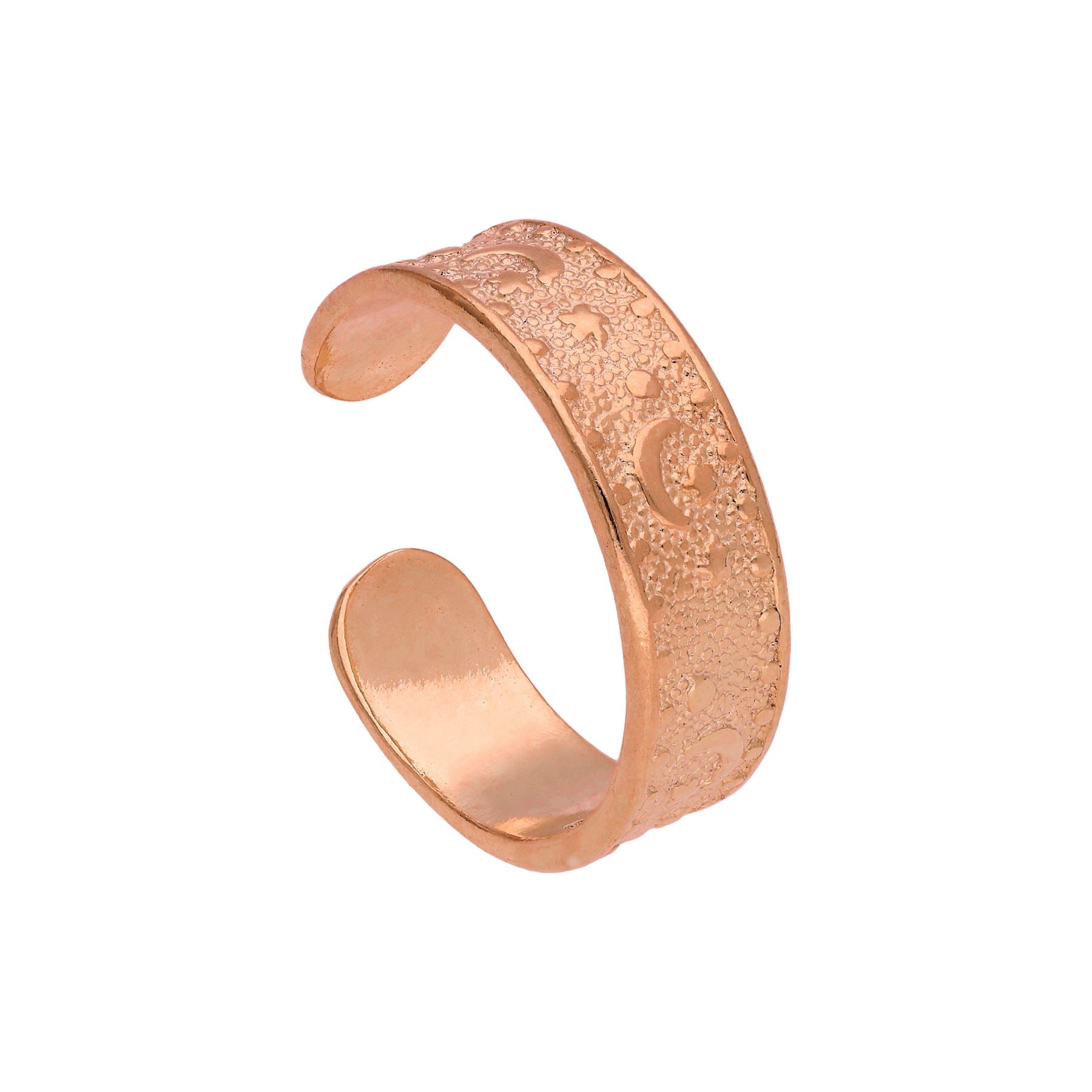 Roségold-beschichteter Zehenring aus Sterlingsilber mit Mond- und Sternmotiv