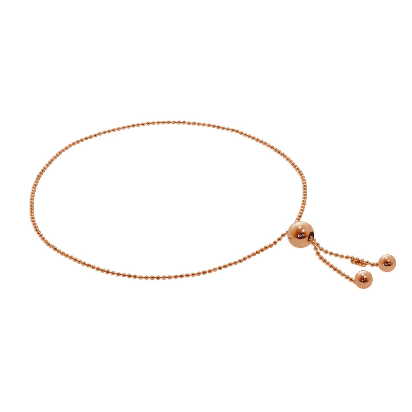 Rose Gold Plated Sterling Silver Beaded Adjustable Bracelet