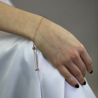 Rosévergoldet Sterlingsilber Kügelchen Verstellbar Armband