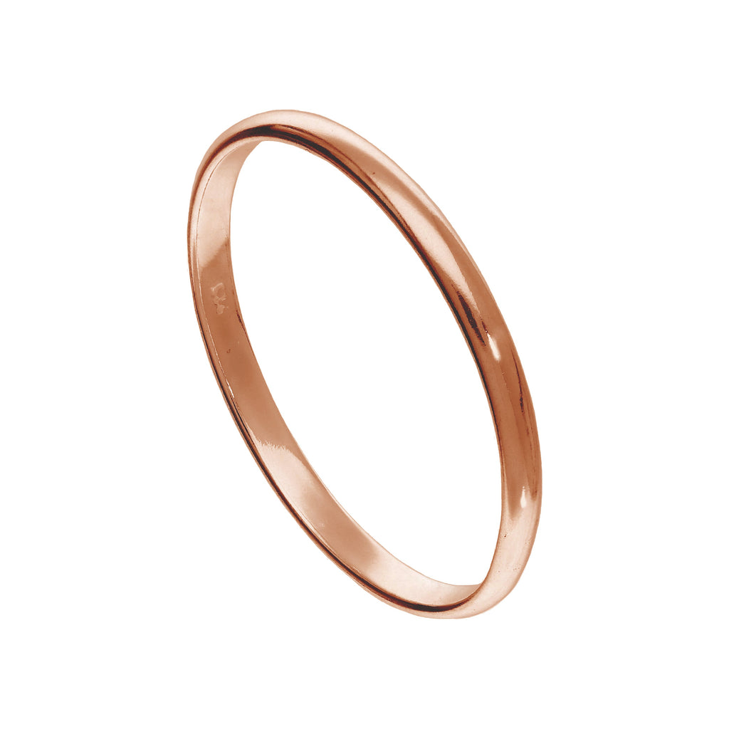 Extra Groß Rosévergoldet Sterlingsilber 2 mm D - förmig Stapel Ring