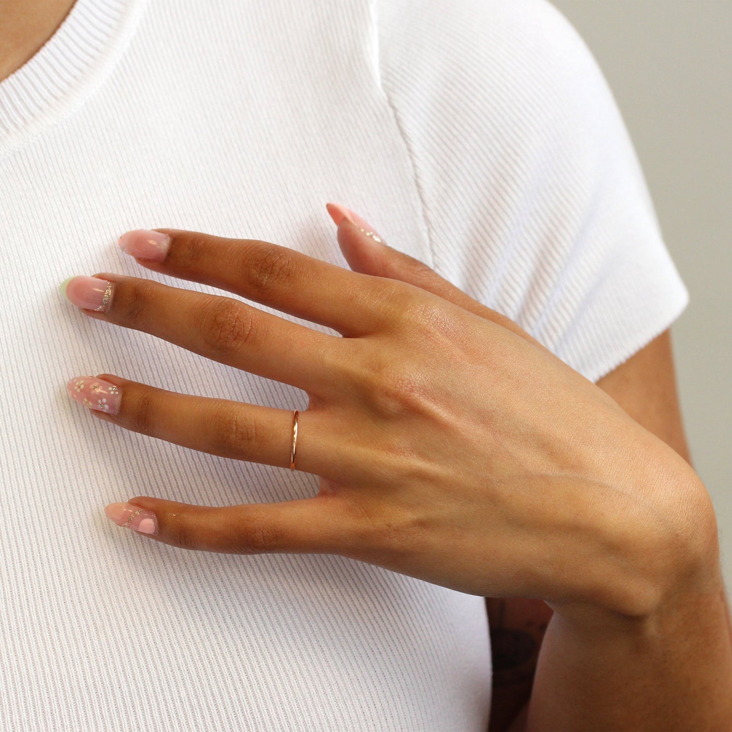 Klein Rosévergoldet Sterlingsilber 1mm Einfach Stapelring