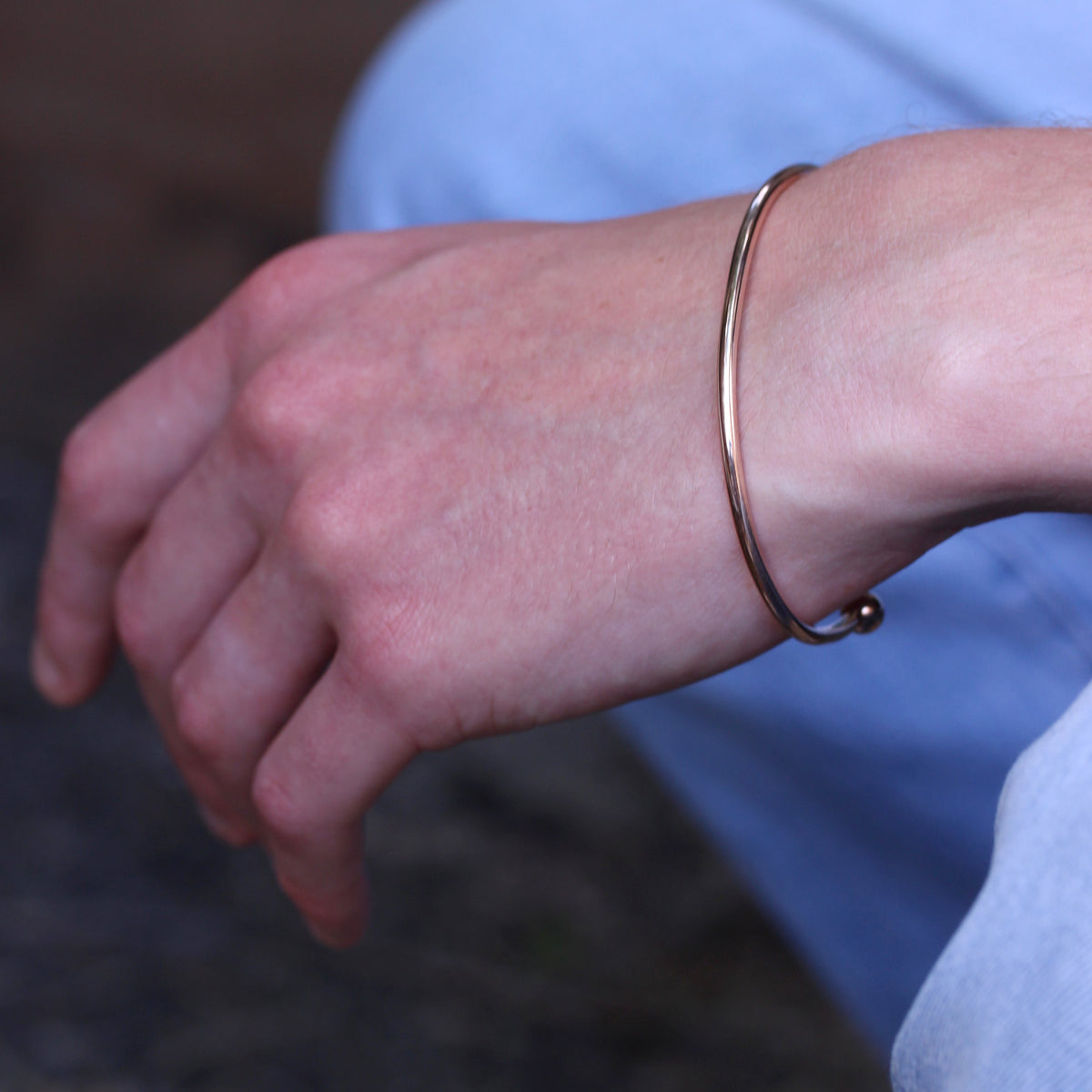 Rosévergoldet Sterlingsilber Offen Herren Torque Armreif
