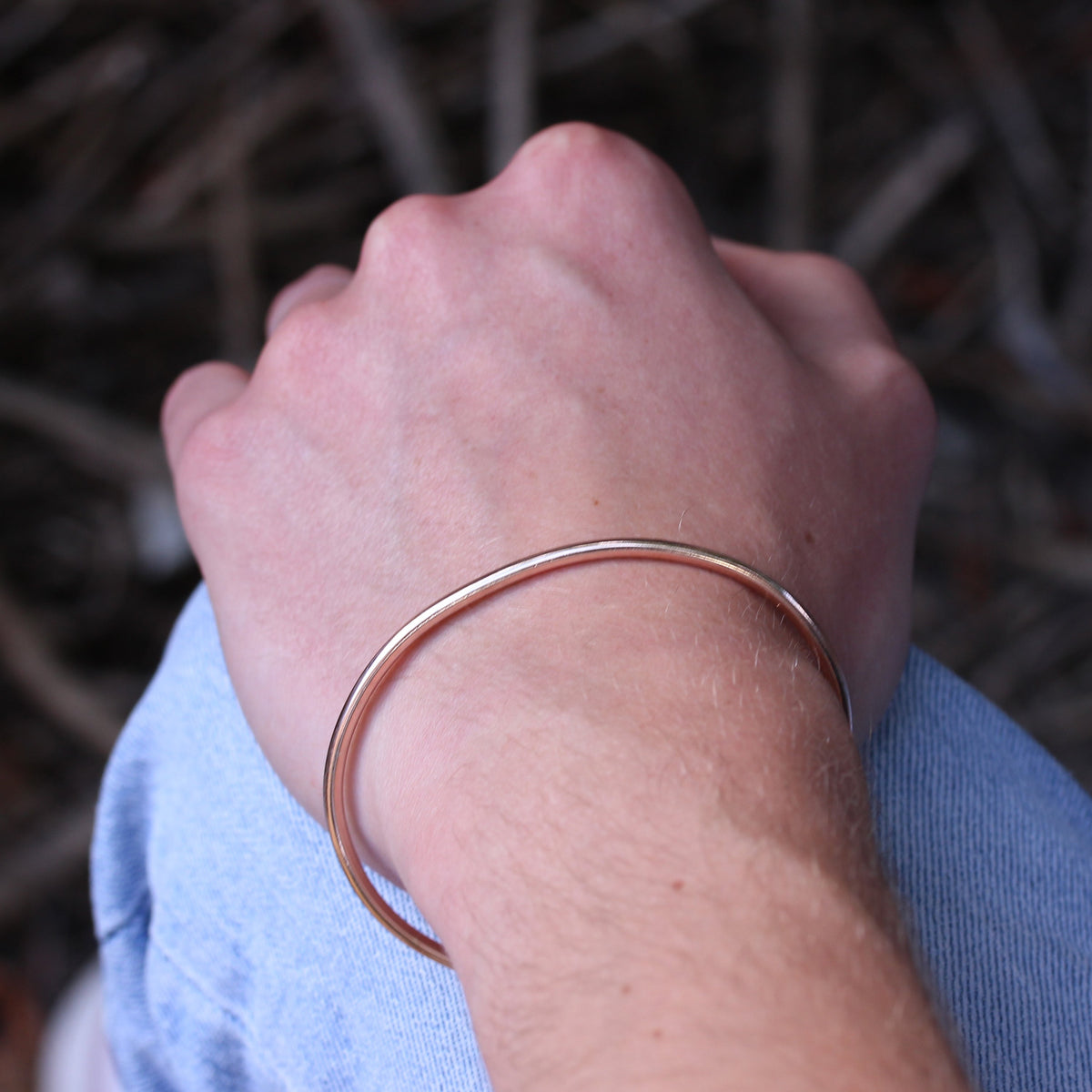 Rosévergoldet Sterlingsilber Offen Herren Torque Armreif